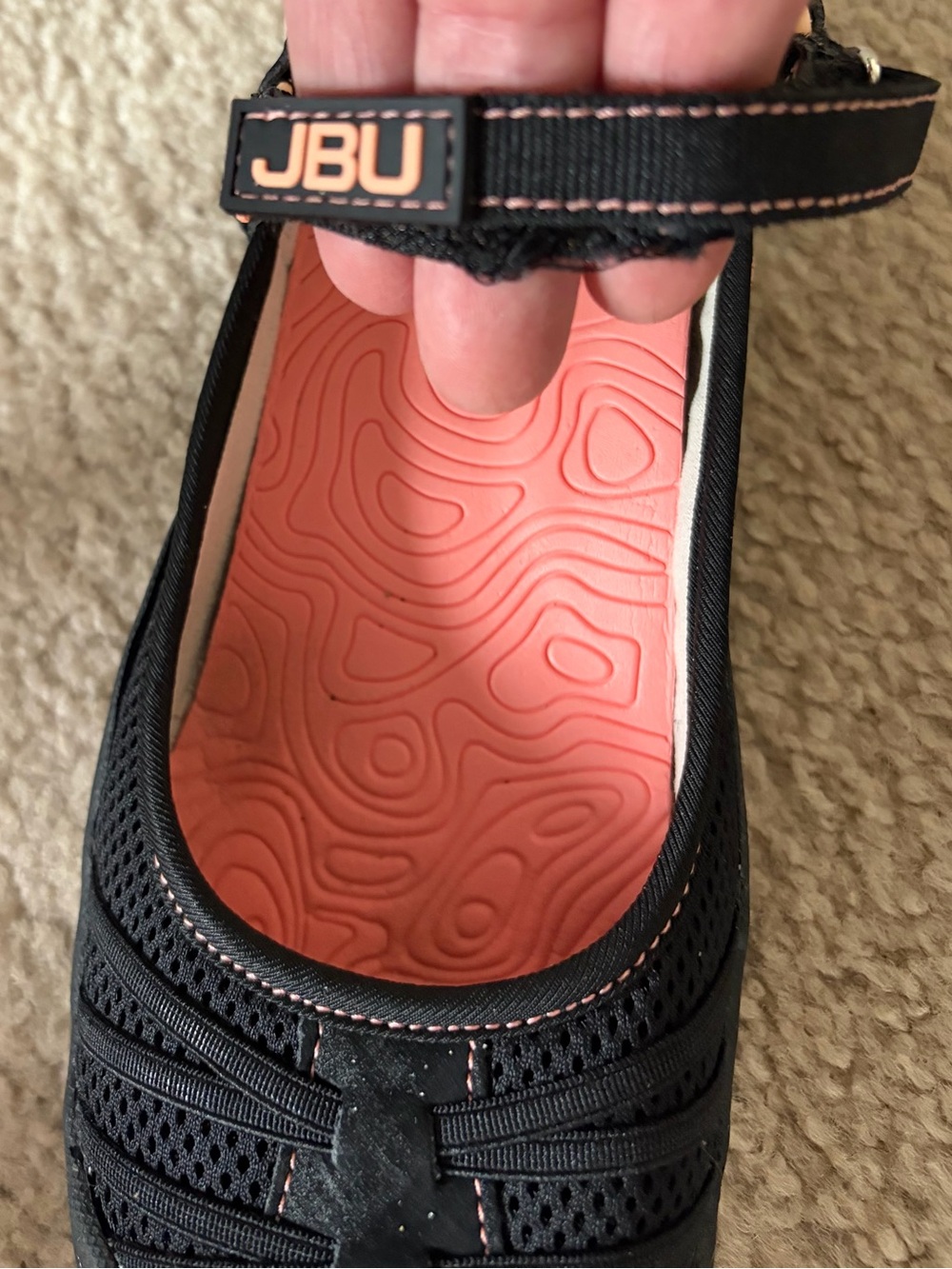 JBU by Jambu Women’s Black & Coral Strap Sport Sandals - Land or Water - Picture 3 of 8